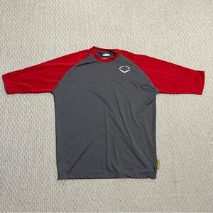EvoShield Gray Red Raglan Performance 3/4 Sleeve Workout Baseball Shirt Men’s M